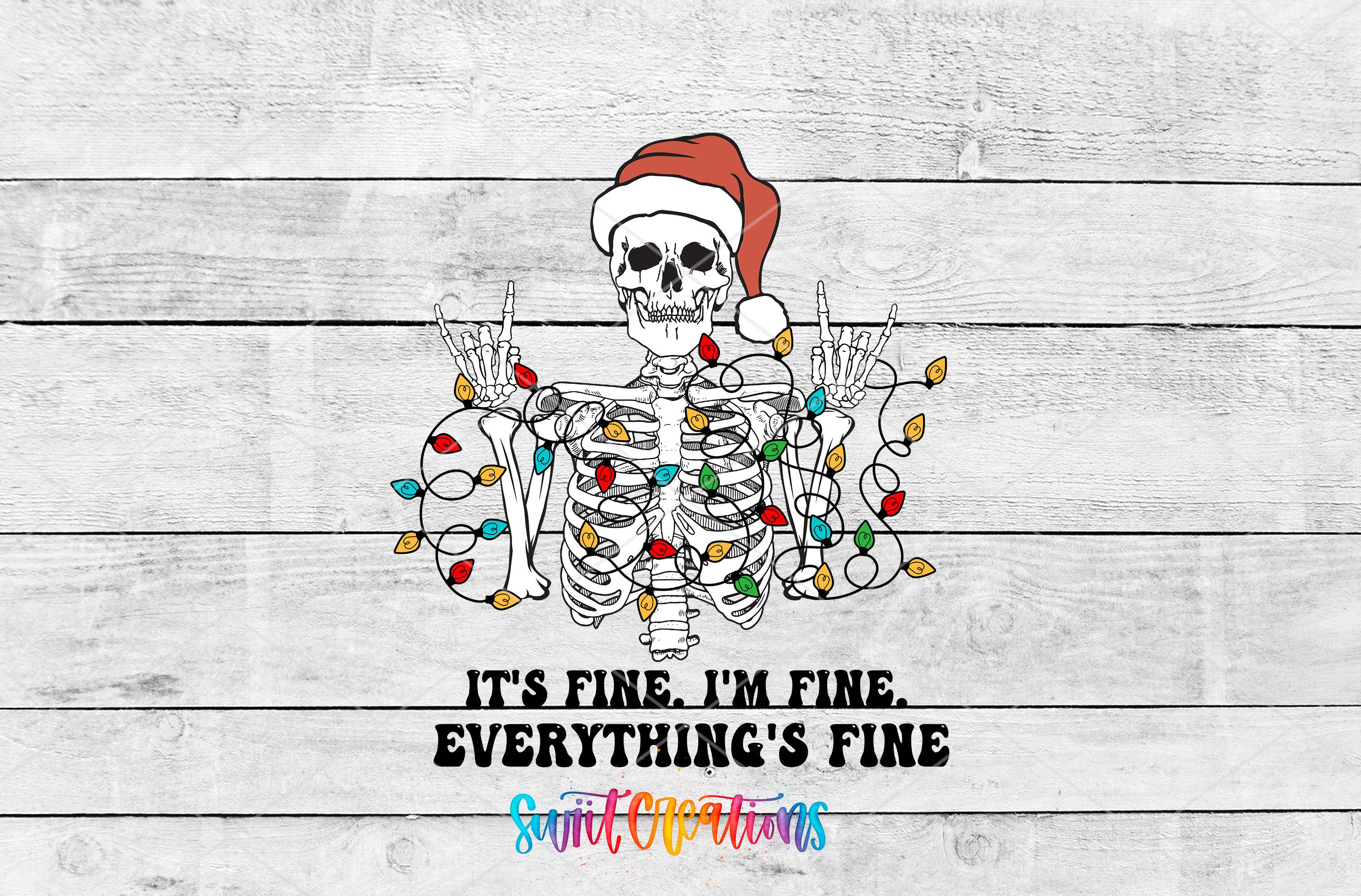 a skeleton wearing a santa hat and holding a candy cane