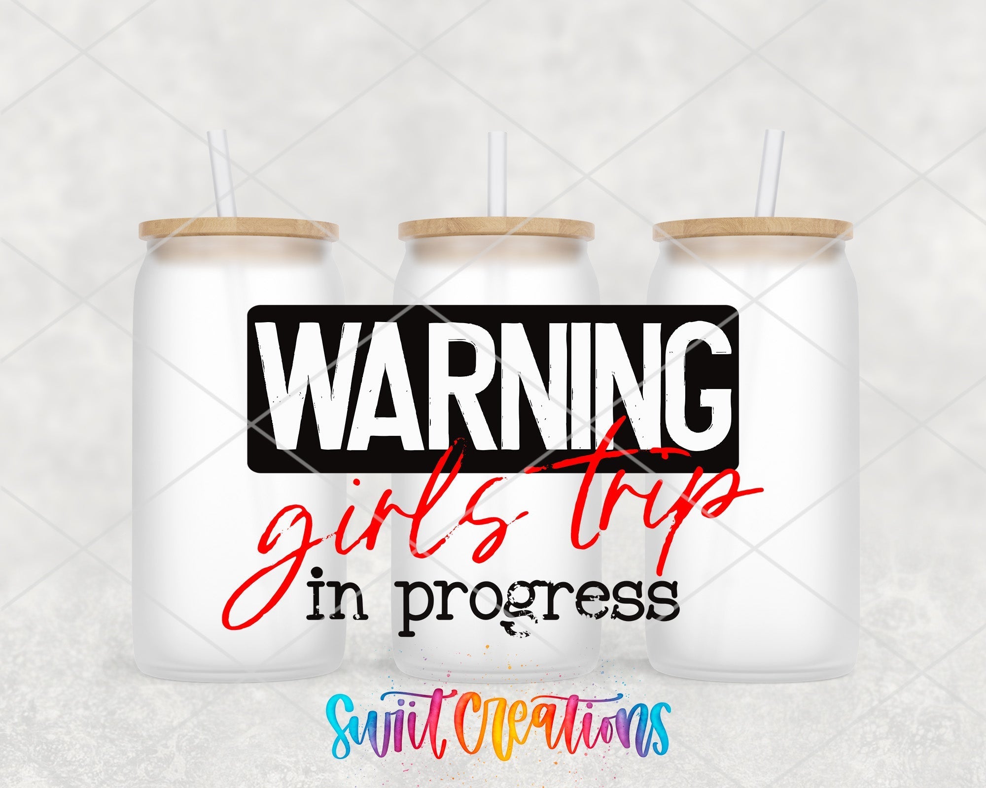 two jars with straws on top of them with the words warning girls try in