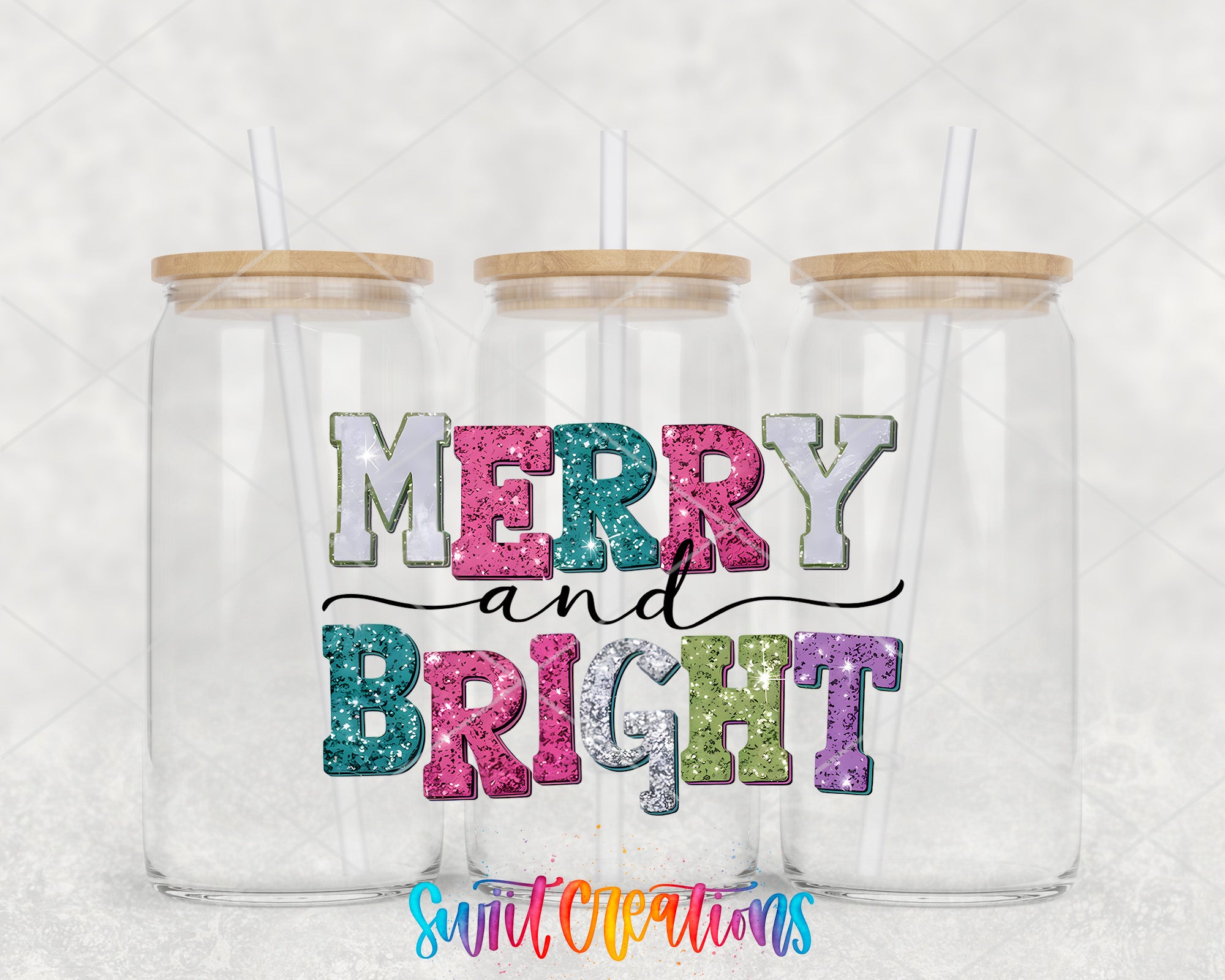 merry and bright tumbler cups with straws