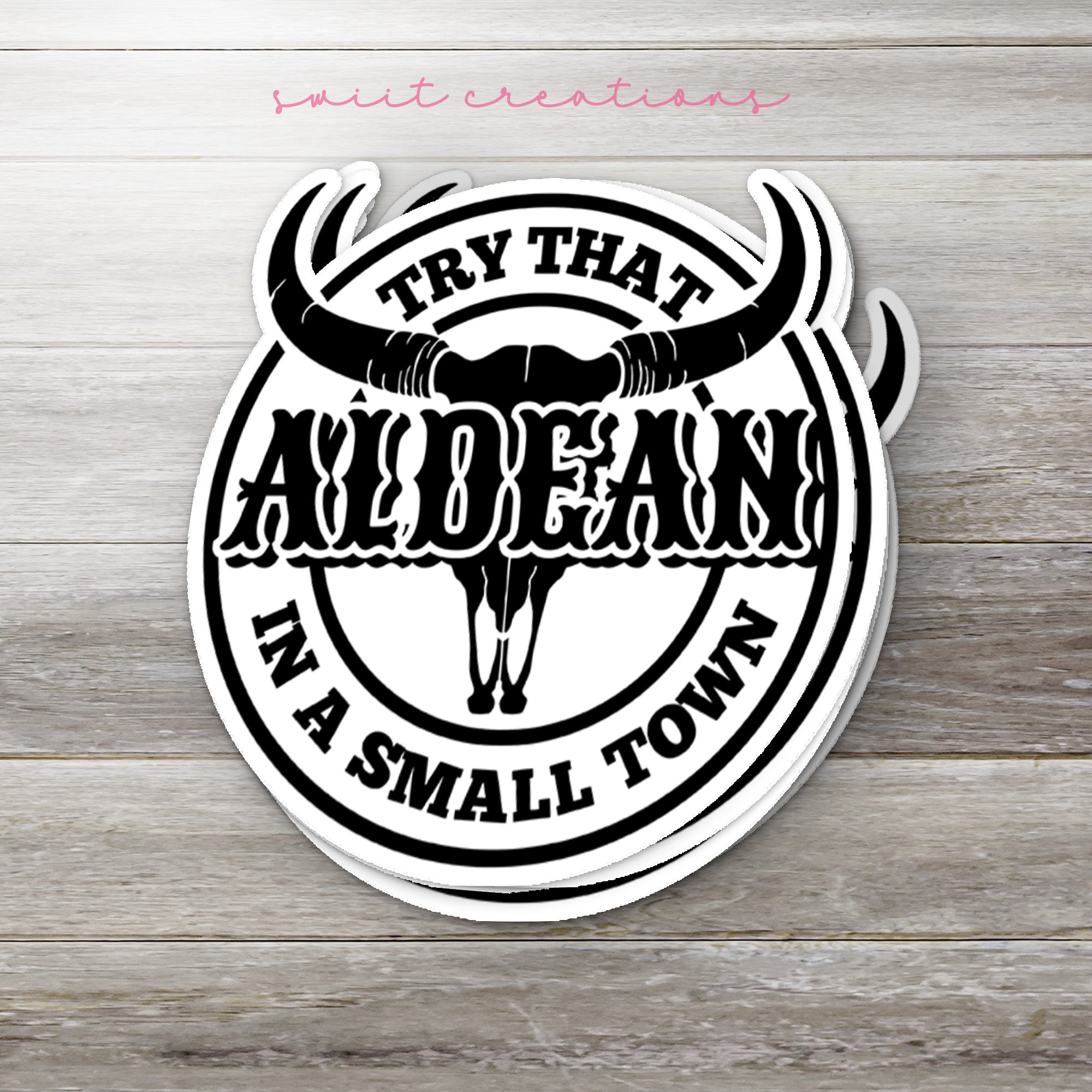 a sticker with a bull's head on it