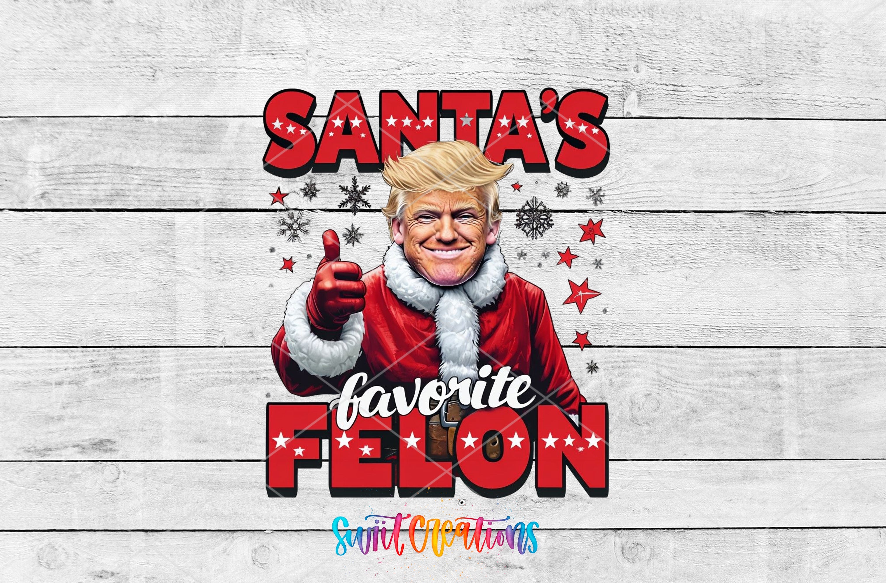 a picture of a person wearing a santa's favorite feon