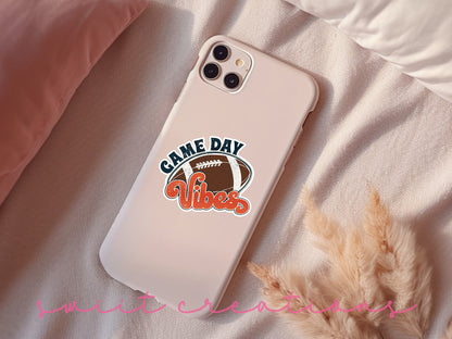 Football Game Day Vibes sticker on a pink phone case