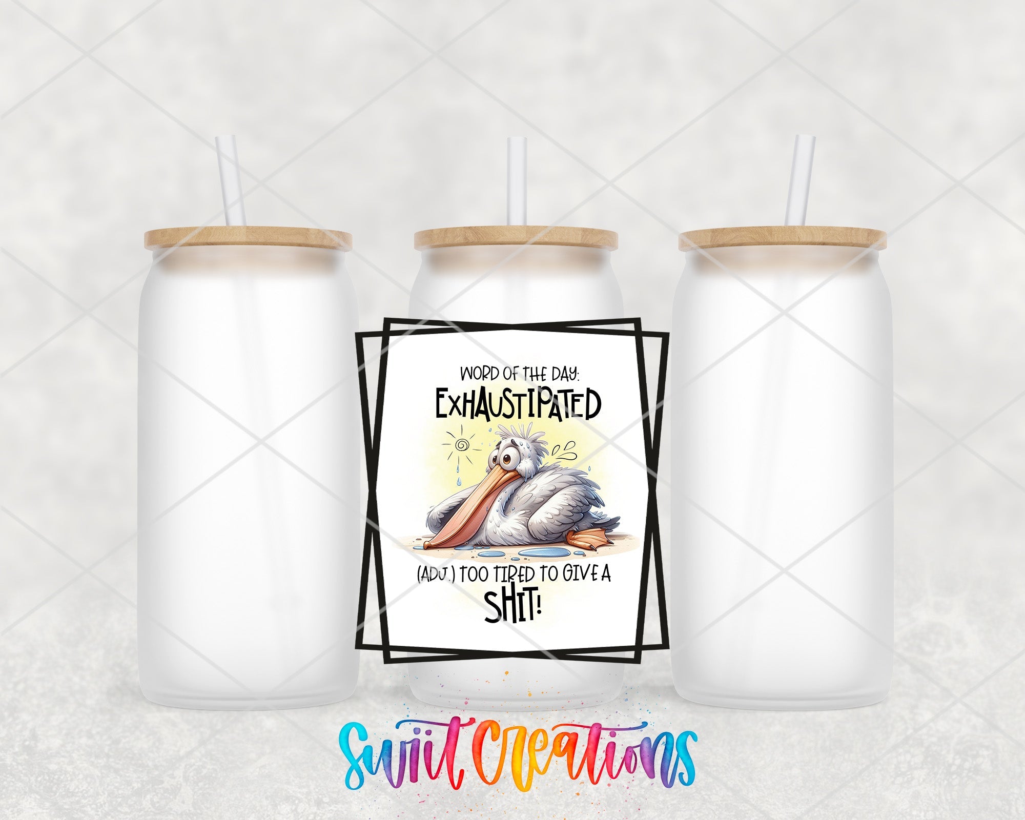 a couple of white jars with straws in them