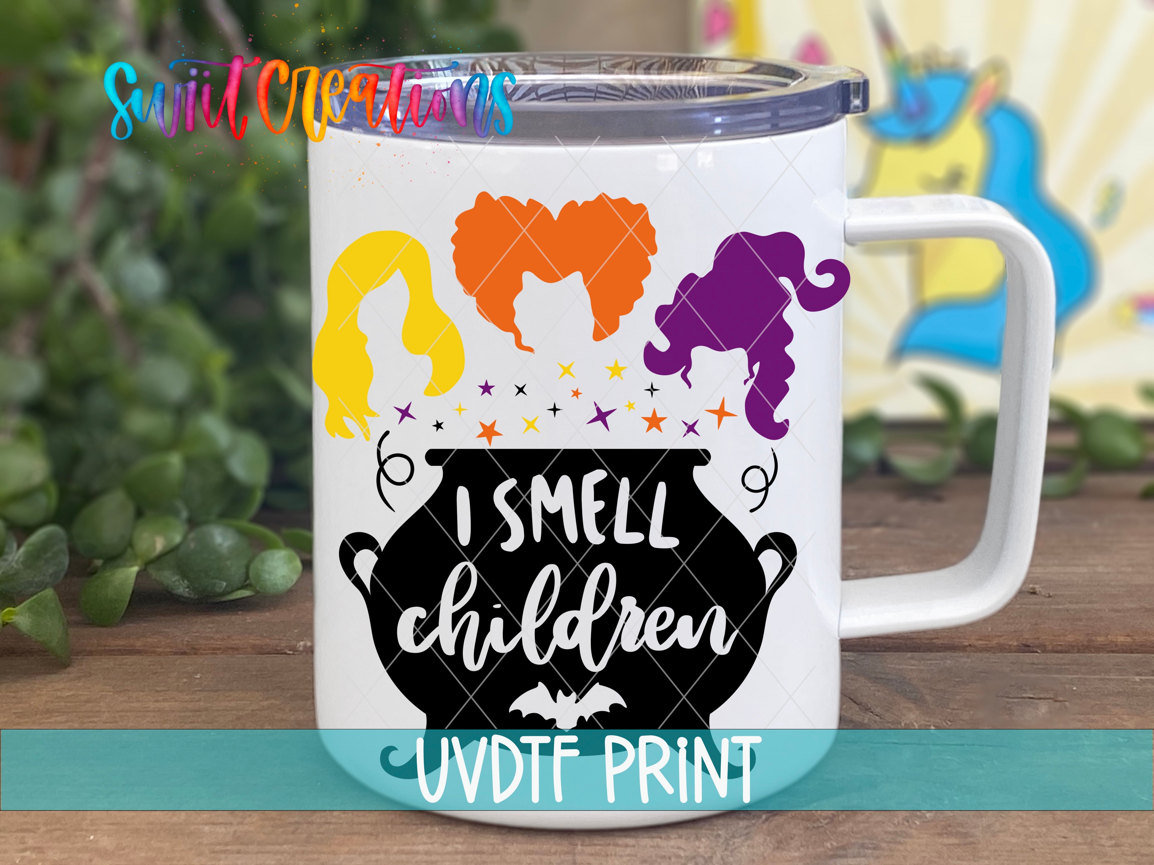 a coffee mug with the words i smell children on it