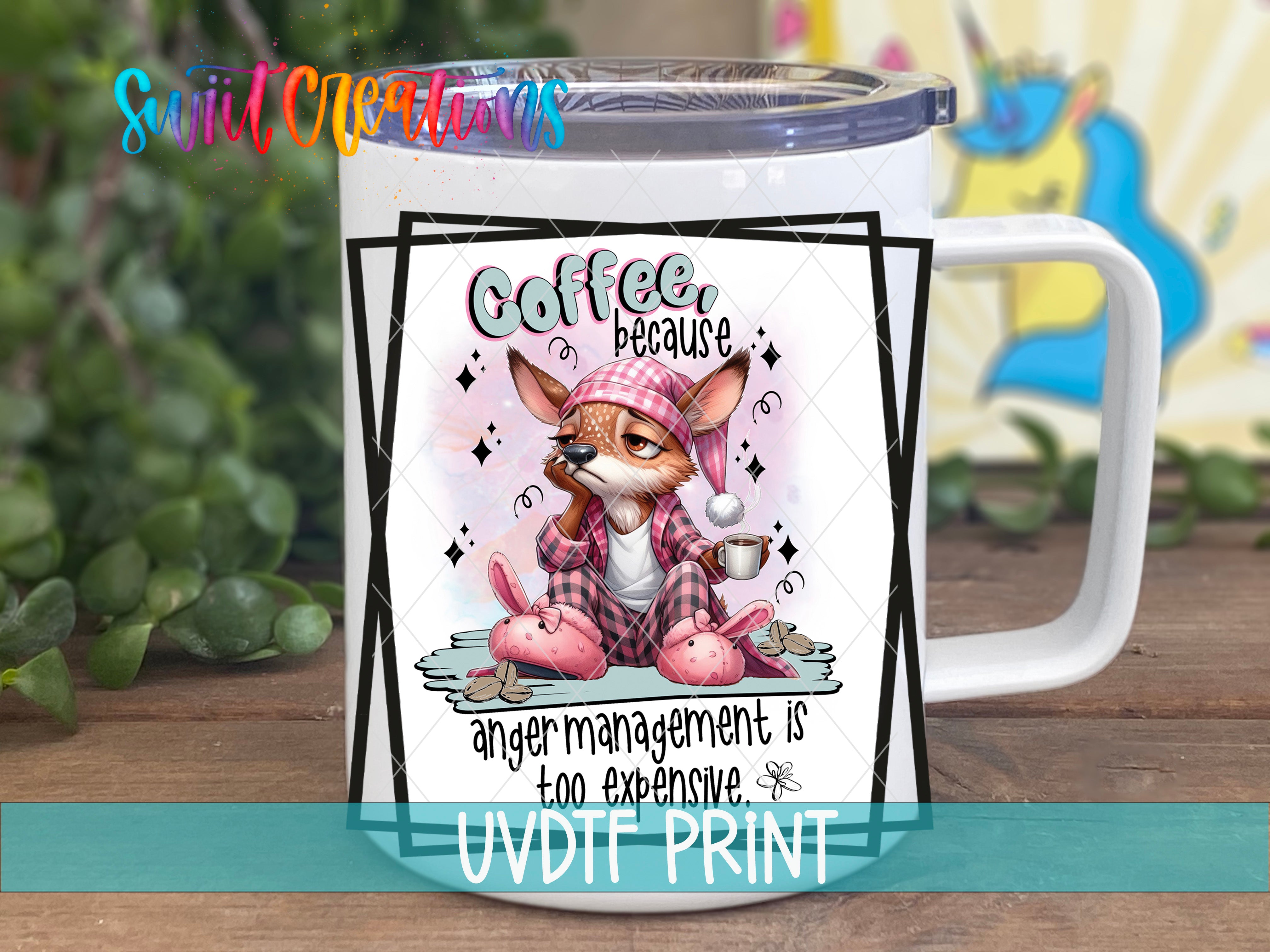 a coffee mug with a picture of a cat on it