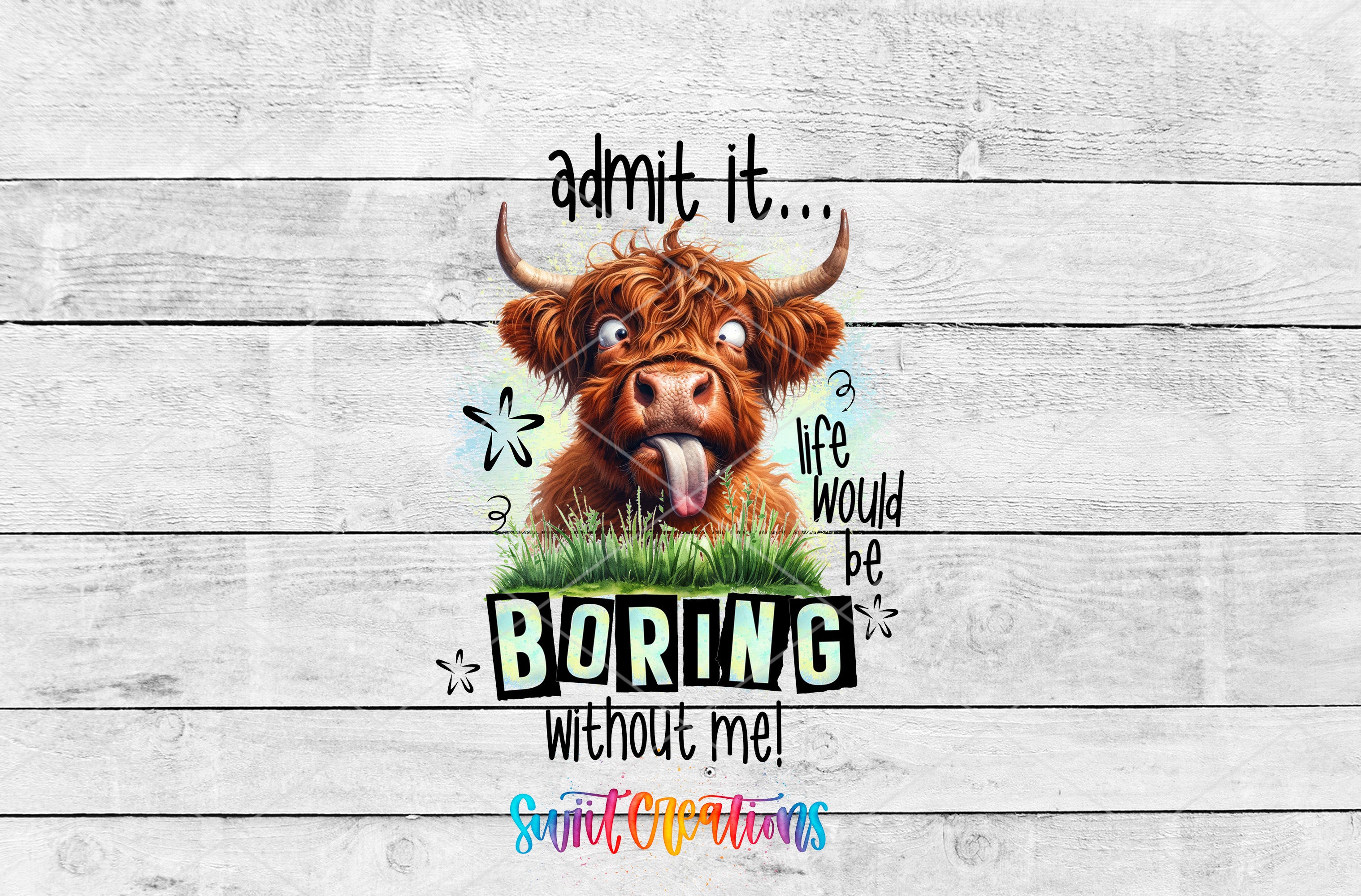 a picture of a cow with the words boring on it