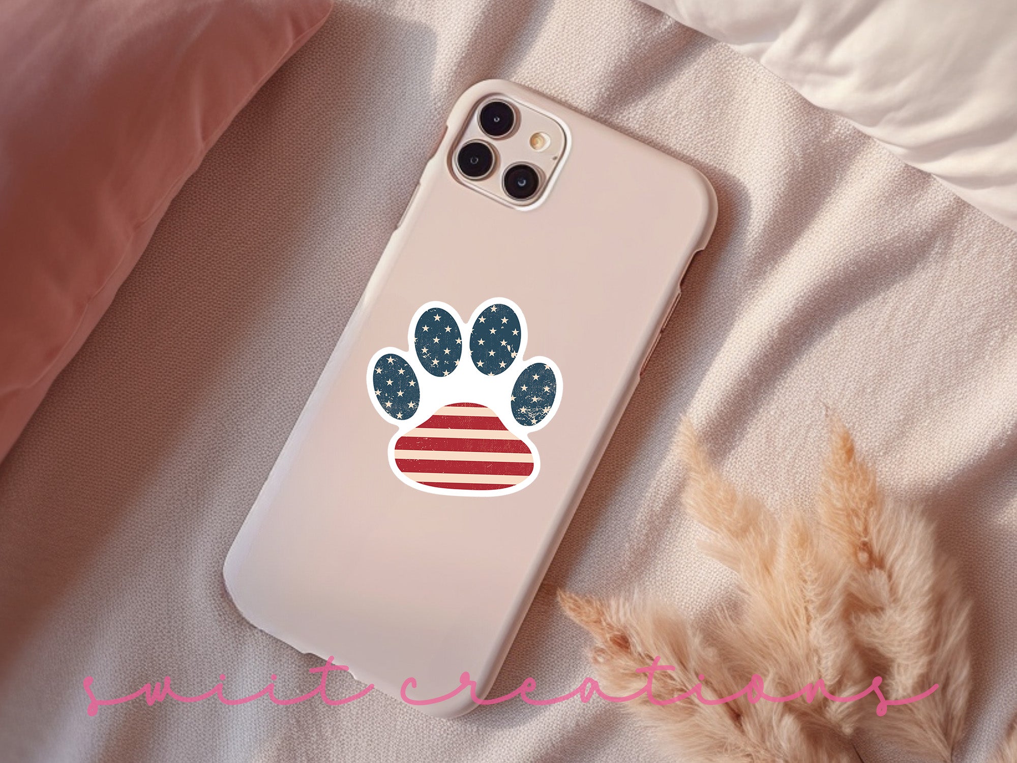 a phone case with a paw print on it