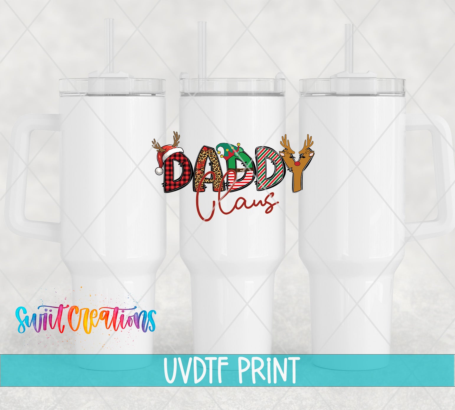 three white tumblers with the words daddy and mamas on them