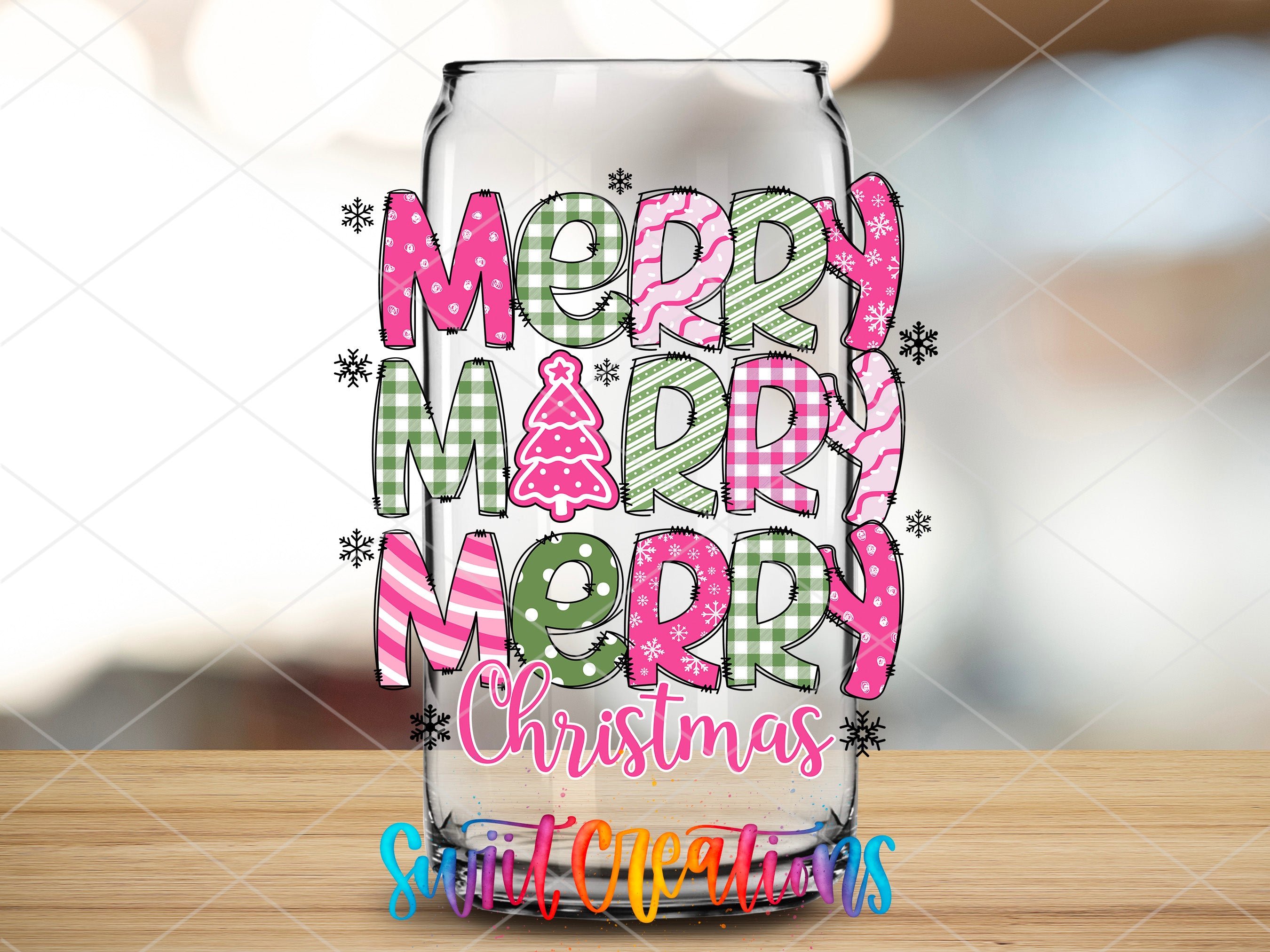 a glass with a merry message on it