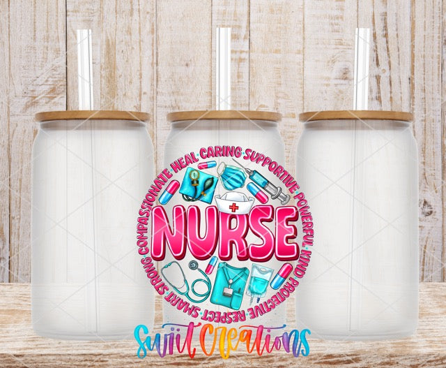 two plastic containers with nurse related words on them