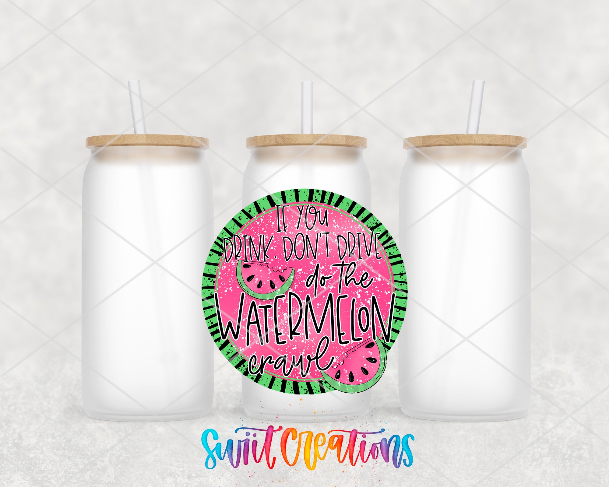 a couple of watermelon drinks sitting next to each other