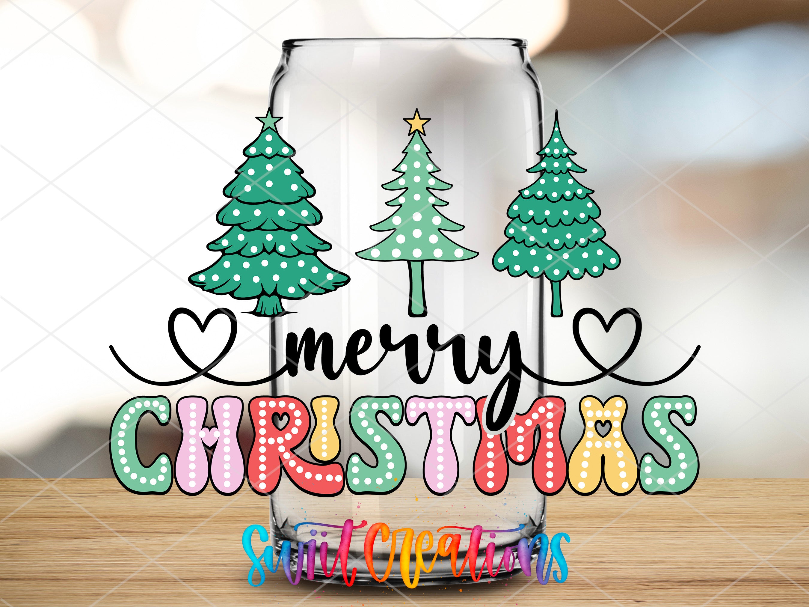 a glass with a merry christmas message on it