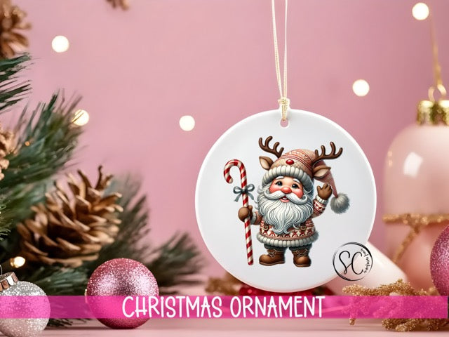 a christmas ornament hanging from a christmas tree