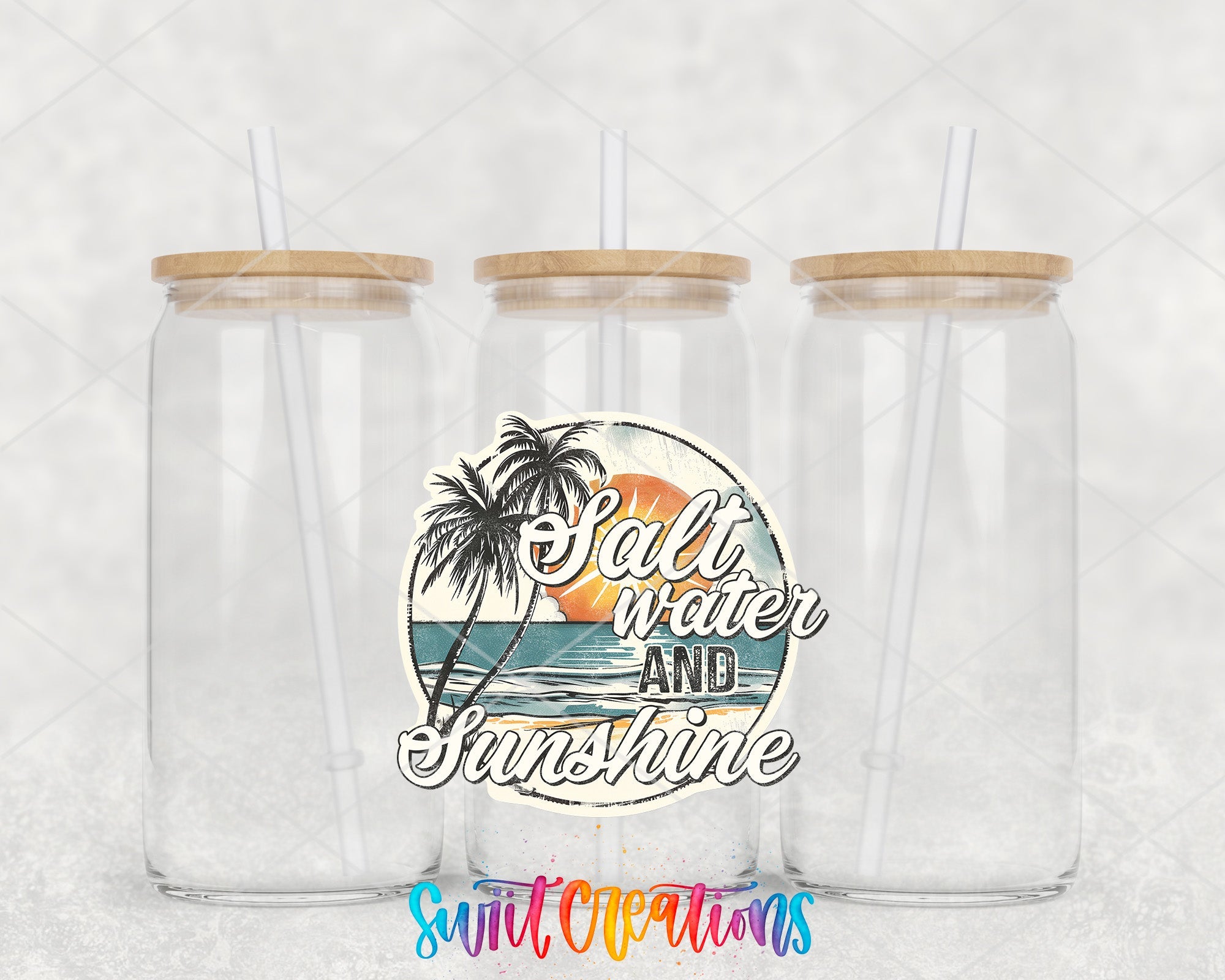 two plastic cups with straws on a white background