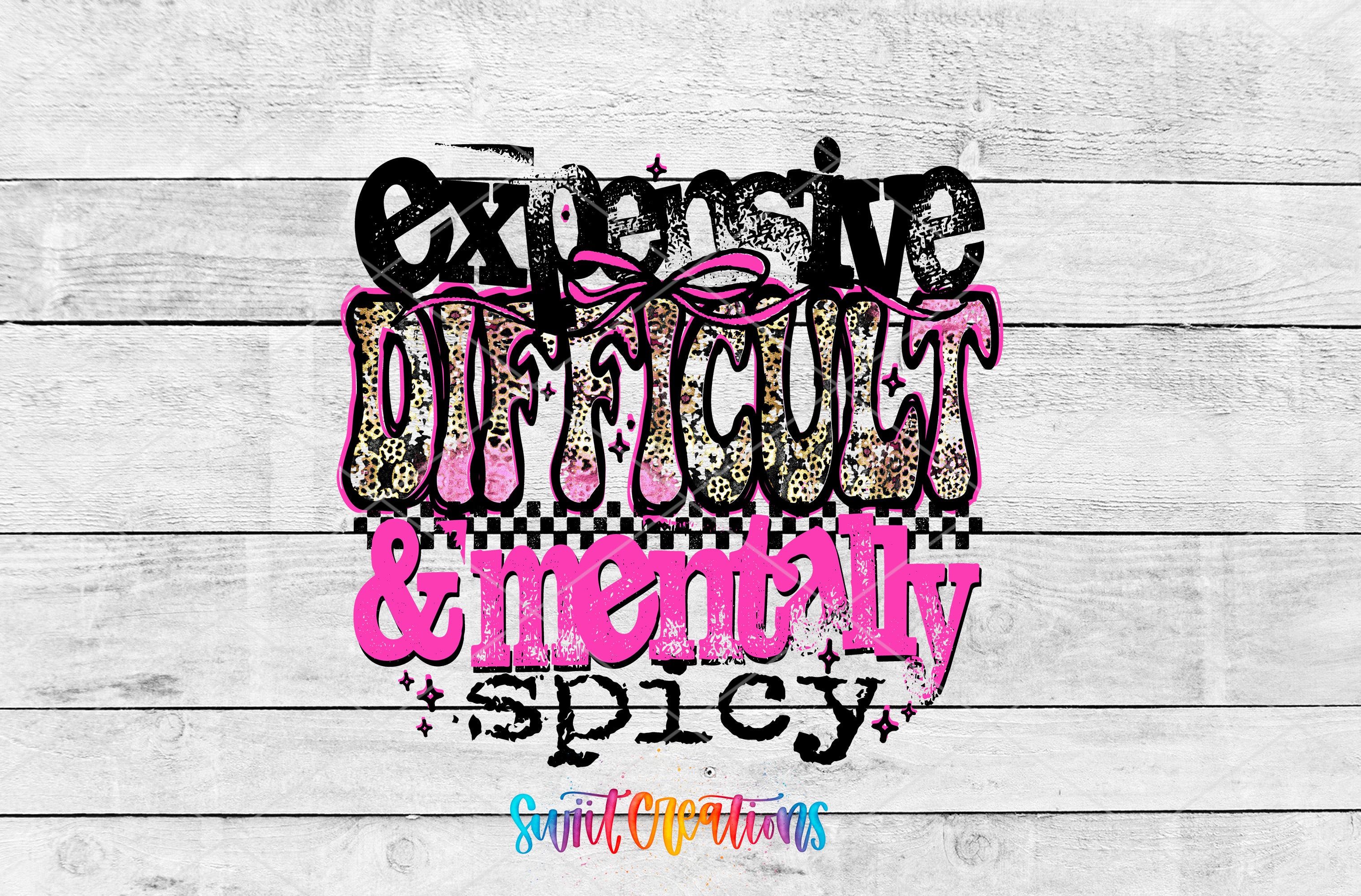a collage of various images with the text "expensive difficulty & mentally spicy" overlaid on them.