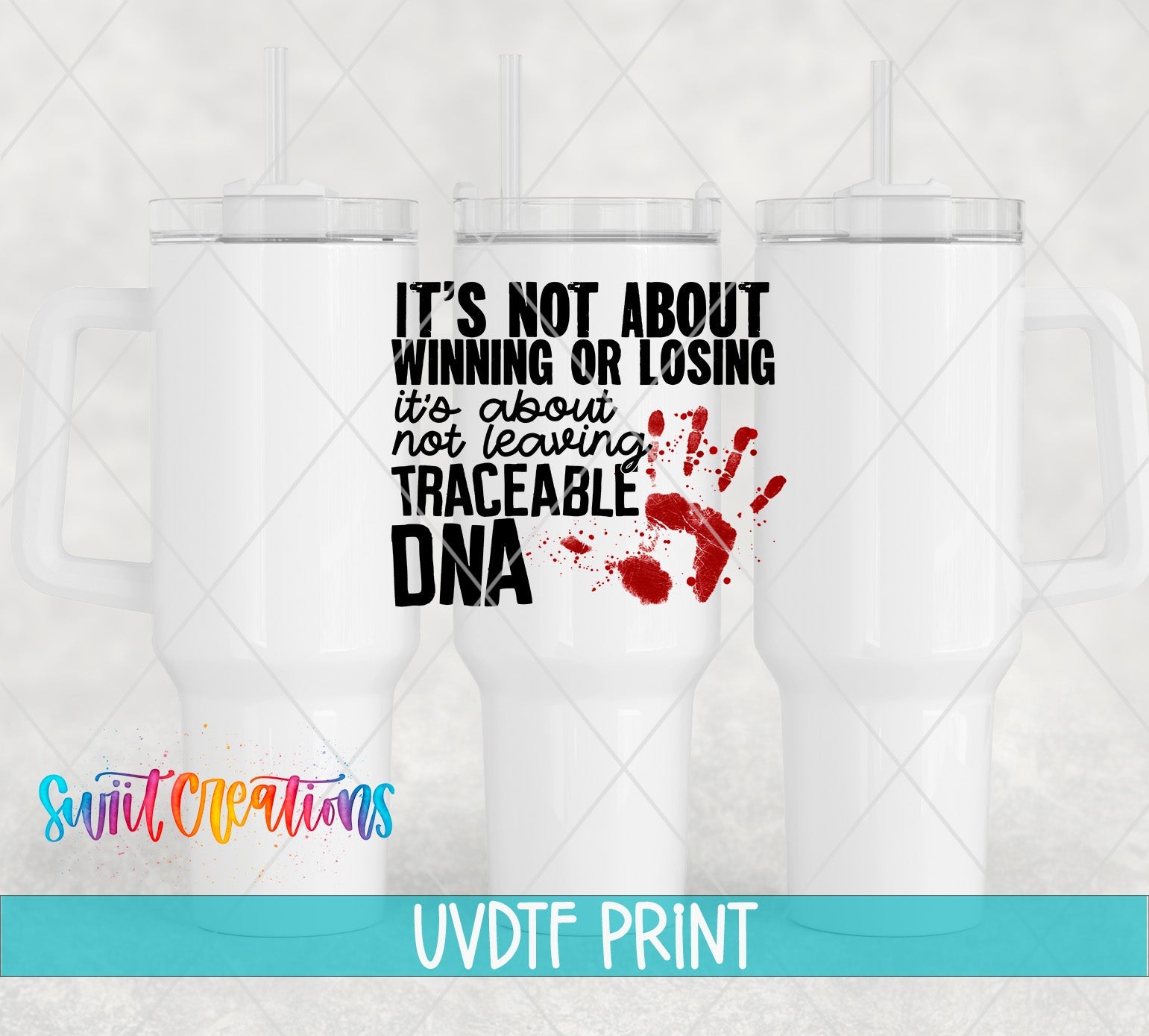 three white coffee mugs with hand prints on them