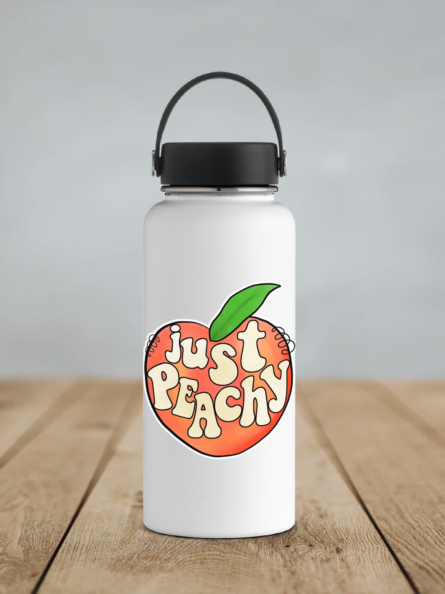 a water bottle with a sticker on it