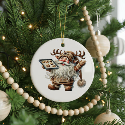 Personalized Santa Christmas ornament, checking his list, front view