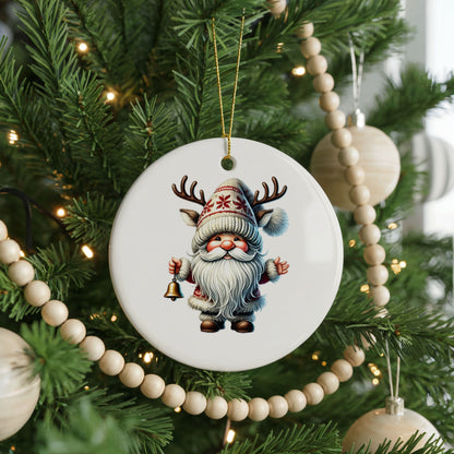Personalized Santa Christmas ornament, ringing a bell, front view