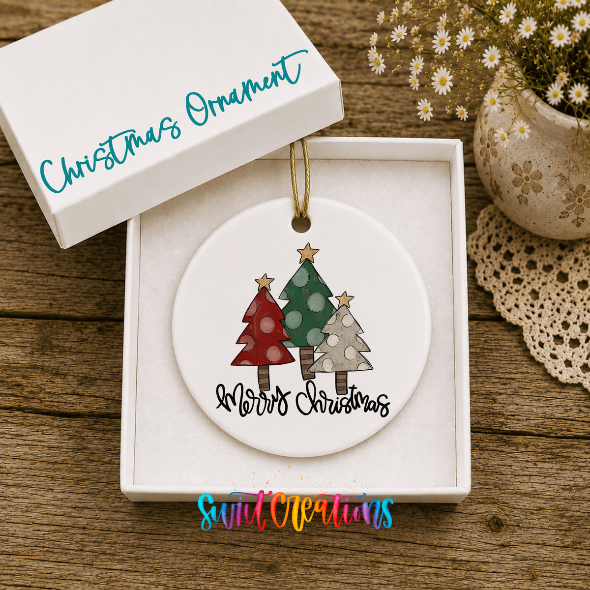 Merry Christmas vintage tree ceramic Christmas ornament - image 1