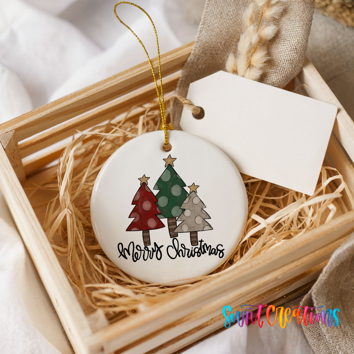 Merry Christmas vintage tree ceramic Christmas ornament - image 5