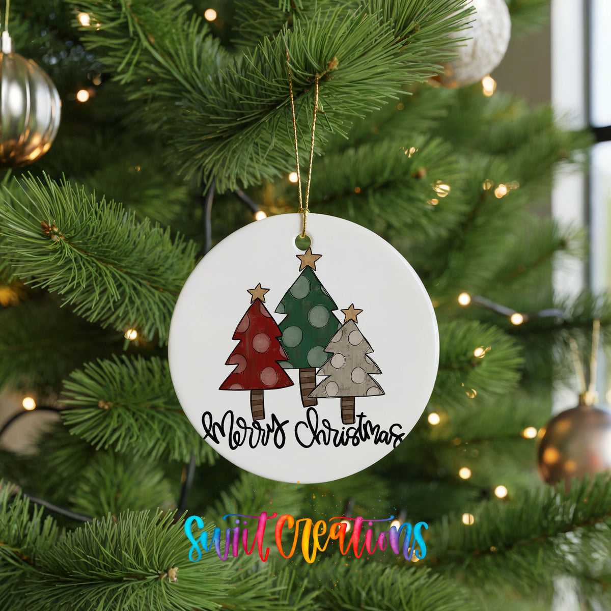 Merry Christmas vintage tree ceramic Christmas ornament - image 7