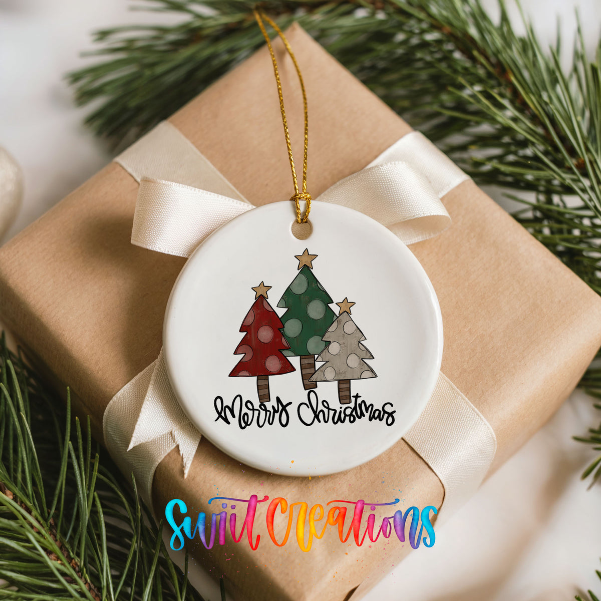 Merry Christmas vintage tree ceramic Christmas ornament - image 9