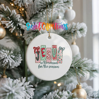 Jesus Is the Reason for the Season religious ceramic Christmas ornament - image 3
