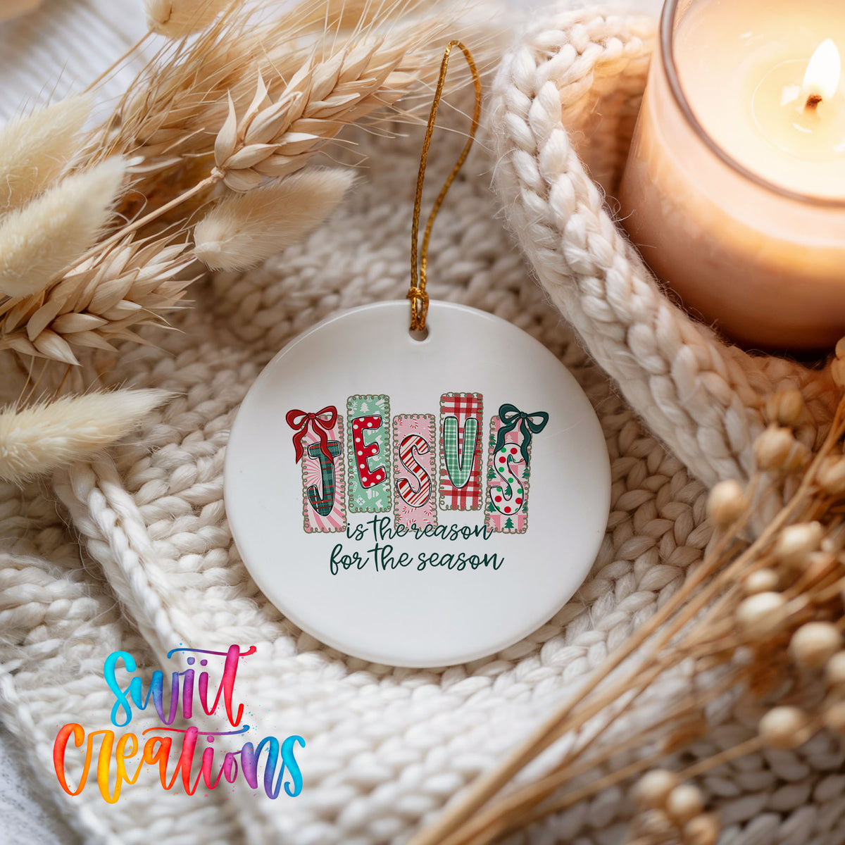Jesus Is the Reason for the Season religious ceramic Christmas ornament - image 4