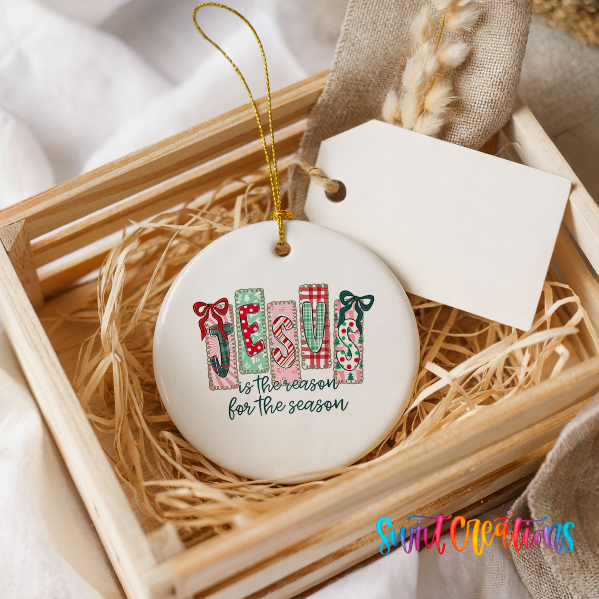 Jesus Is the Reason for the Season religious ceramic Christmas ornament - image 5