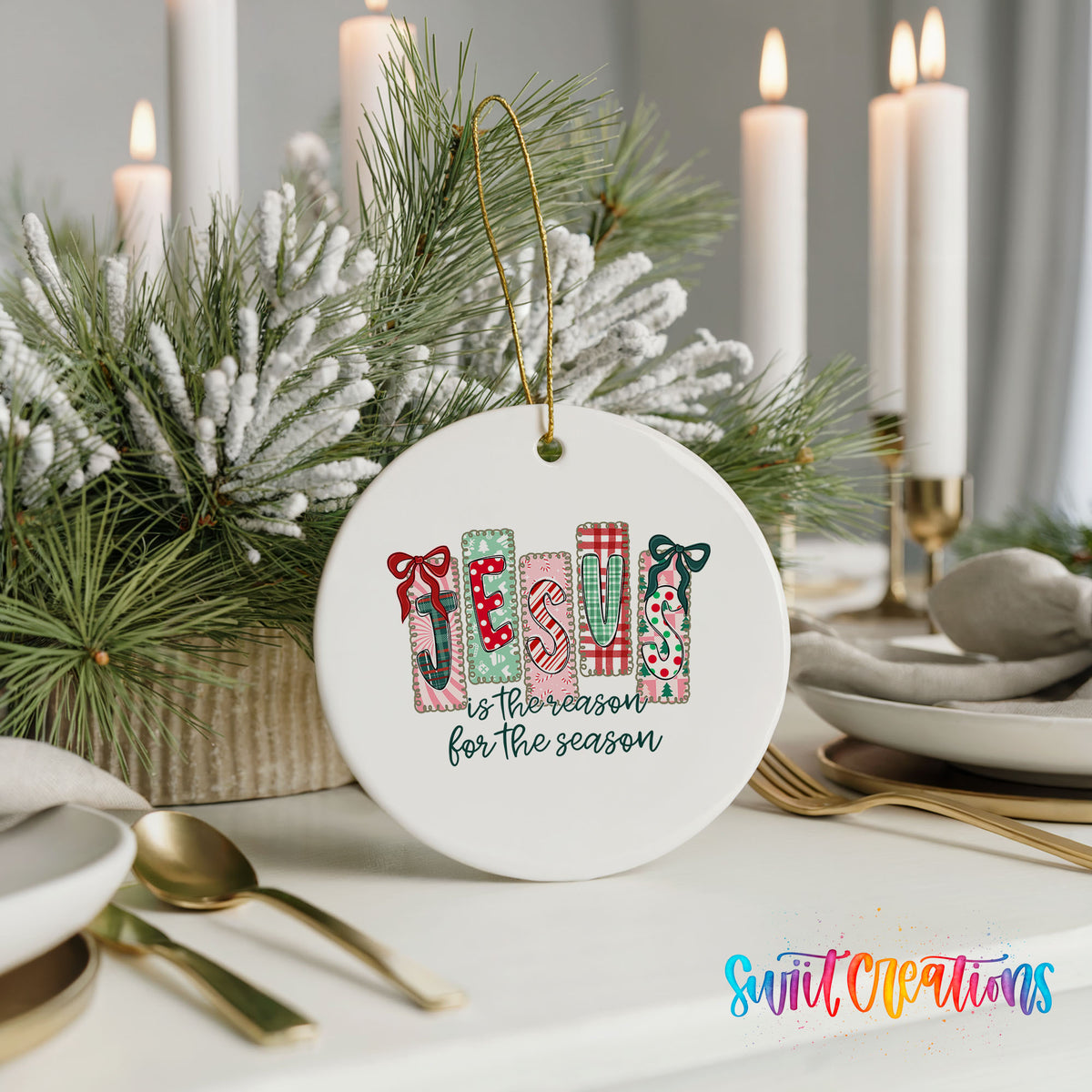 Jesus Is the Reason for the Season religious ceramic Christmas ornament - image 6