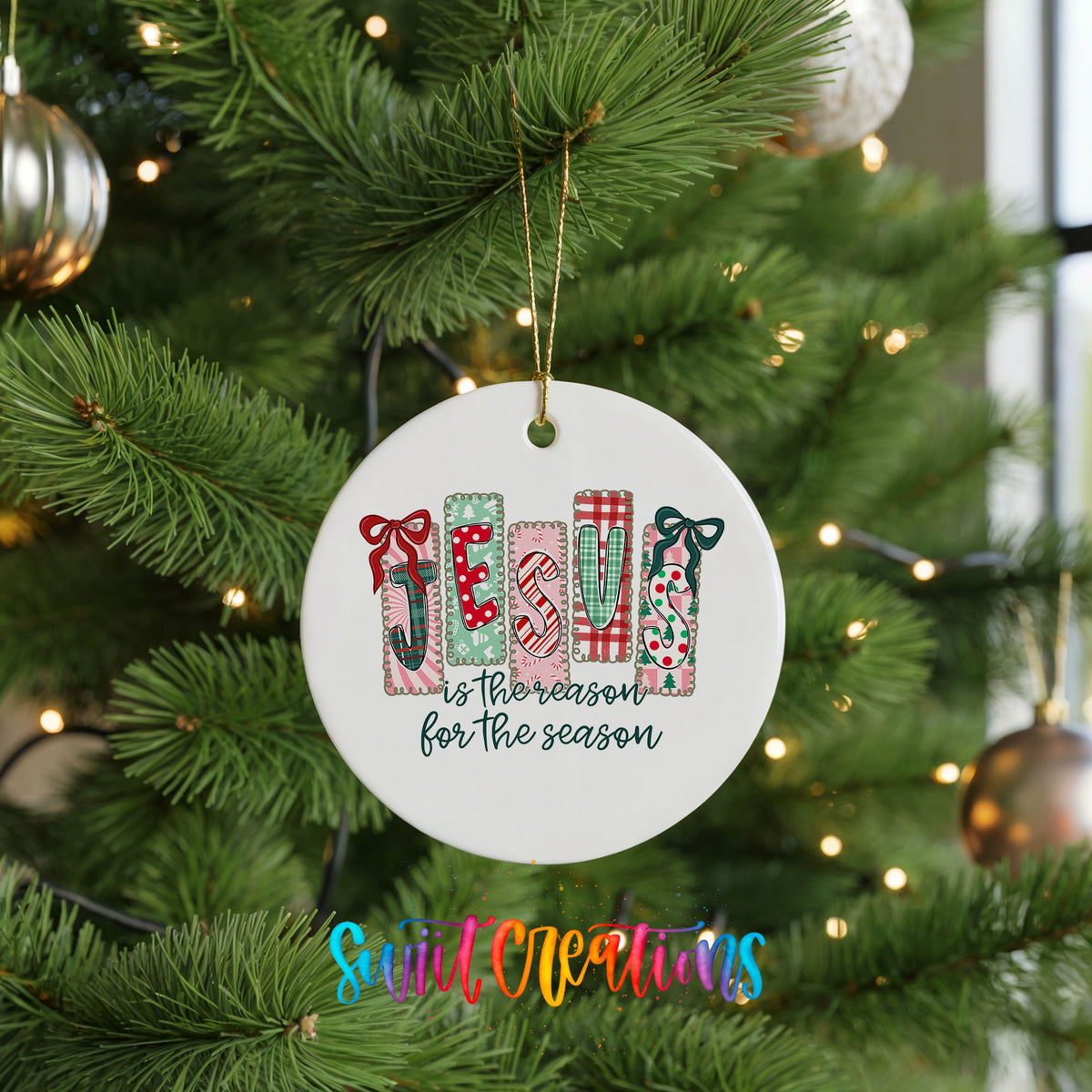 Jesus Is the Reason for the Season religious ceramic Christmas ornament - image 7