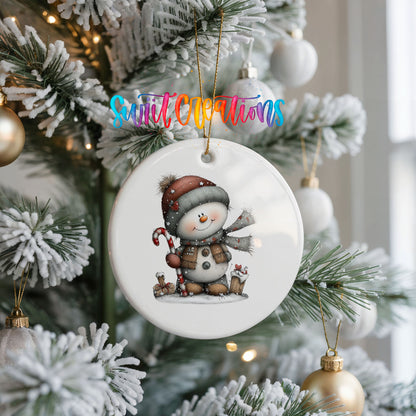 Cute snowman winter ceramic Christmas ornament - image 3