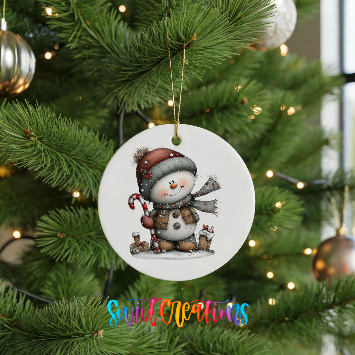 Cute snowman winter ceramic Christmas ornament - image 7
