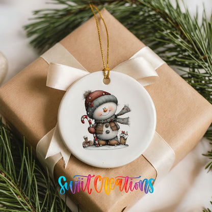 Cute snowman winter ceramic Christmas ornament - image 9