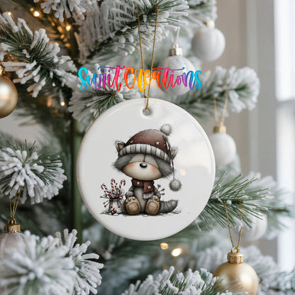Cute Christmas gnome with gift ceramic ornament - image 3