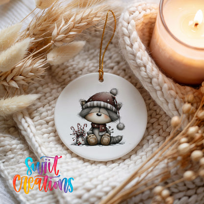 Cute Christmas gnome with gift ceramic ornament - image 4