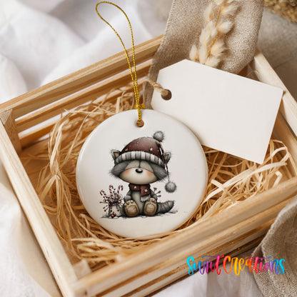 Cute Christmas gnome with gift ceramic ornament - image 5