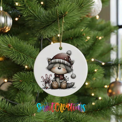 Cute Christmas gnome with gift ceramic ornament - image 7