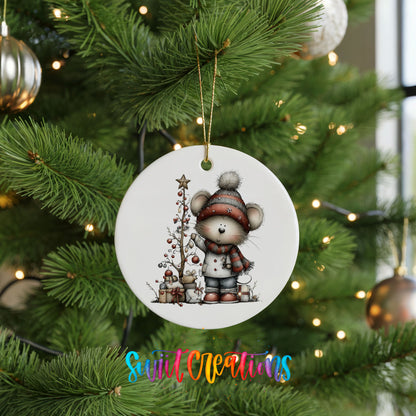 Christmas gnome with tree and presents ceramic ornament - image 7