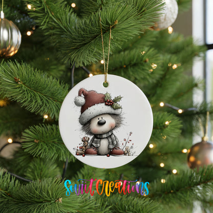 Cute panda in Santa hat ceramic Christmas ornament - image 7