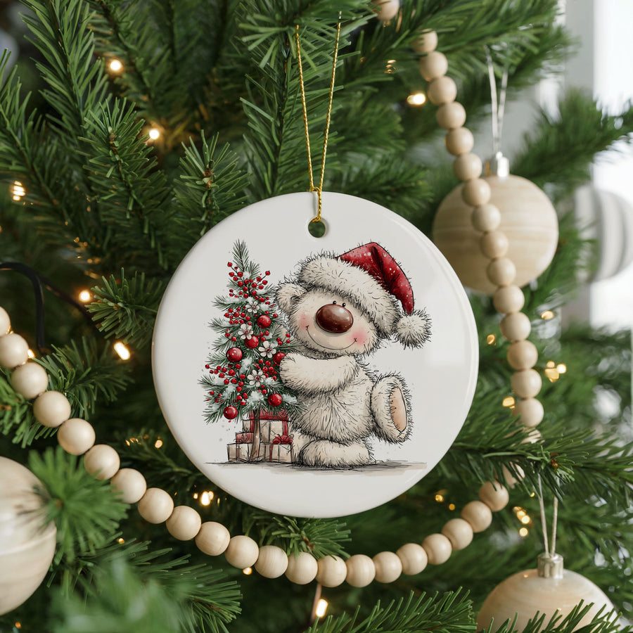 Polar Bear by a Christmas Tree Christmas Ornament | CO-2181