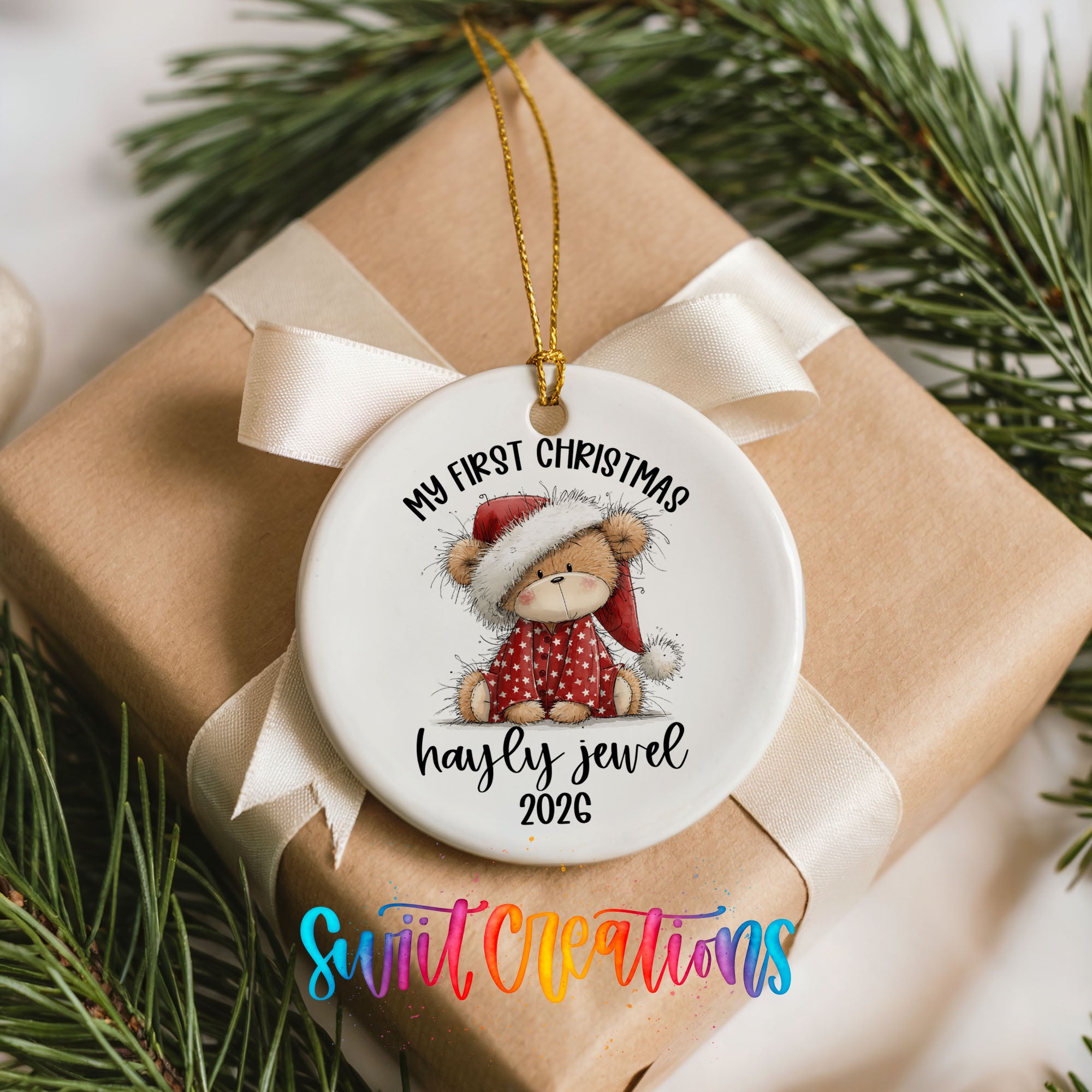 Personalized Christmas keepsake ornament with custom baby name | CO001