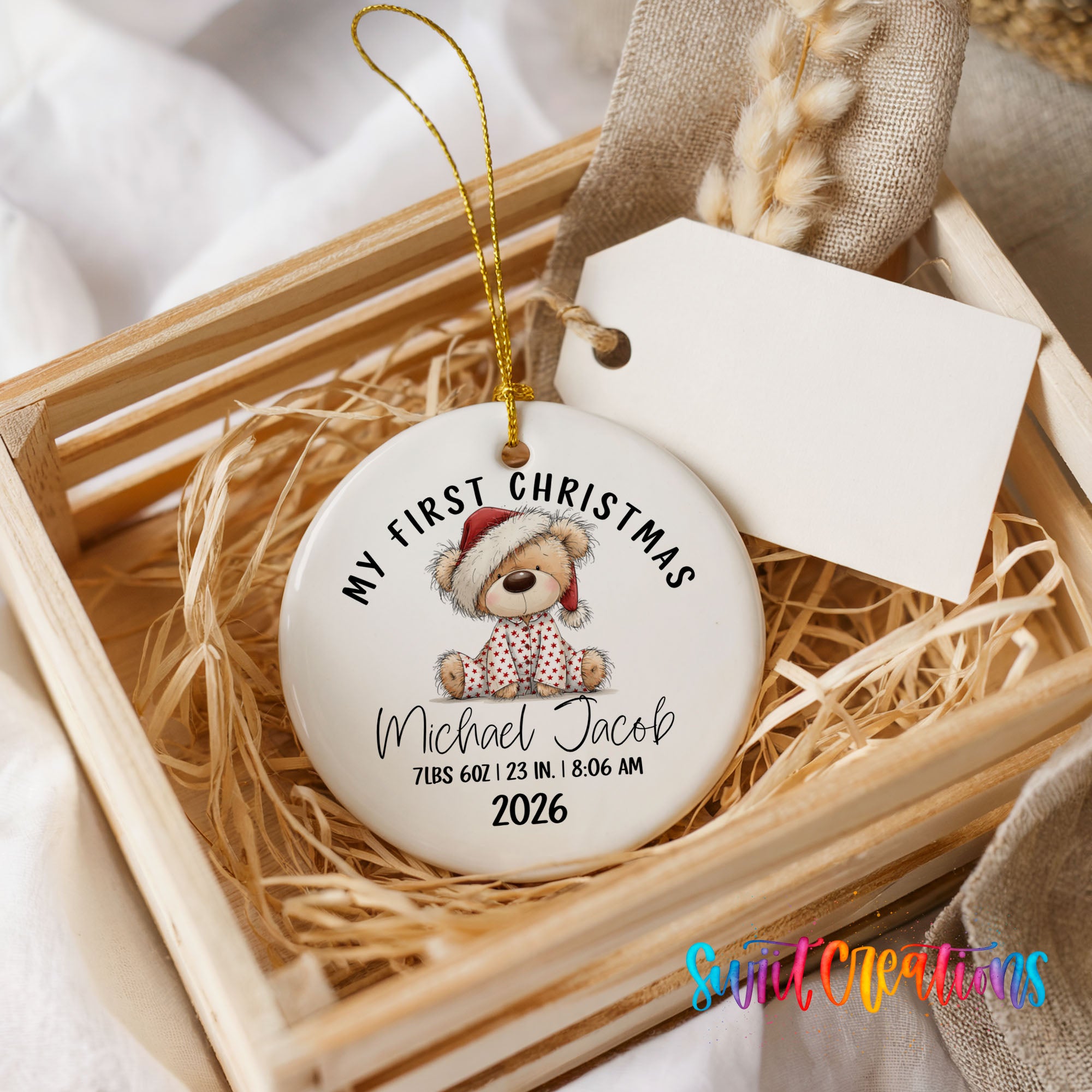 Personalized newborn birth details Christmas ornament | CO003