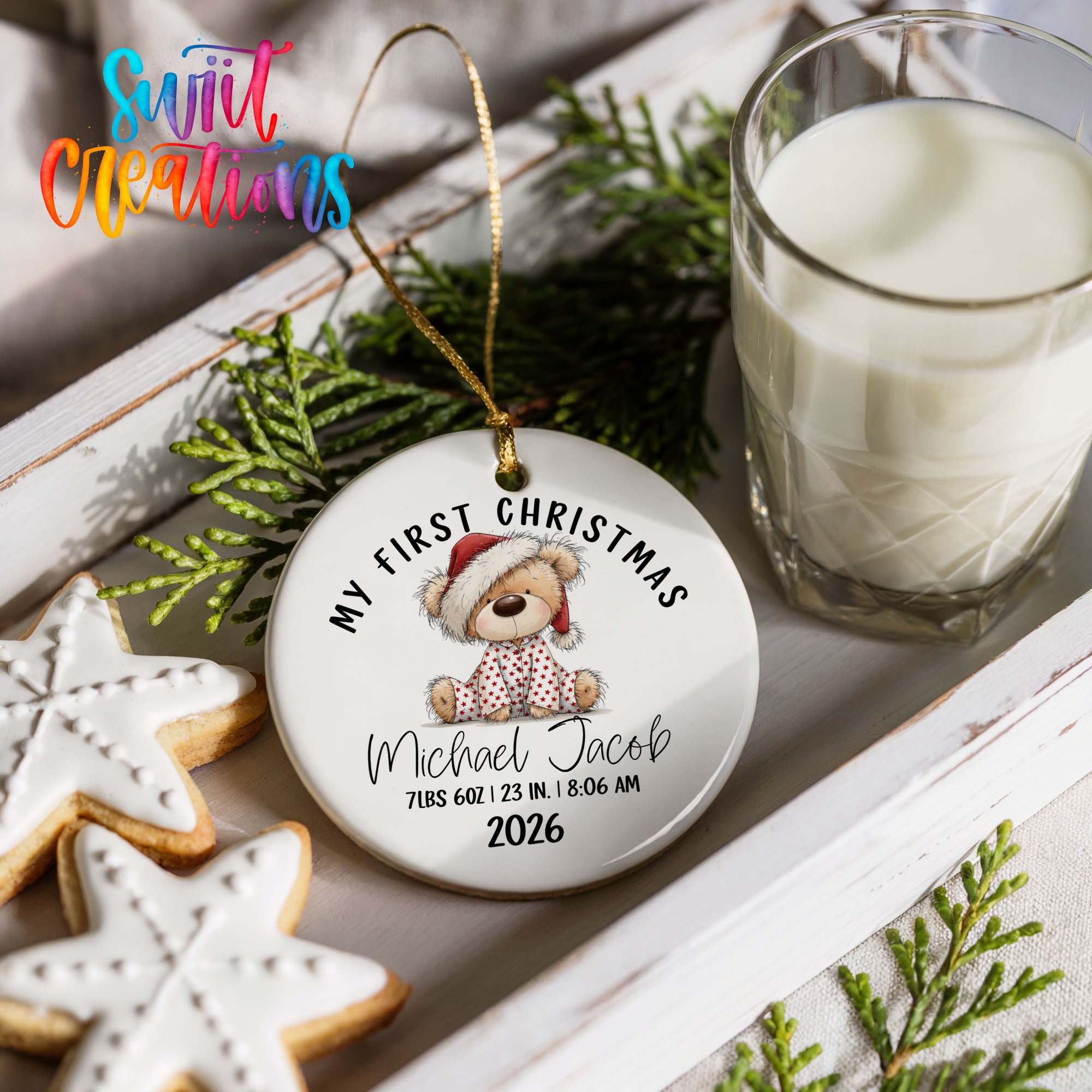 Personalized teddy bear Christmas gift for new parents | CO003