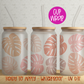 Boho Pink Leaves DTF 16oz Cup Wrap - UV DTF - DTF018