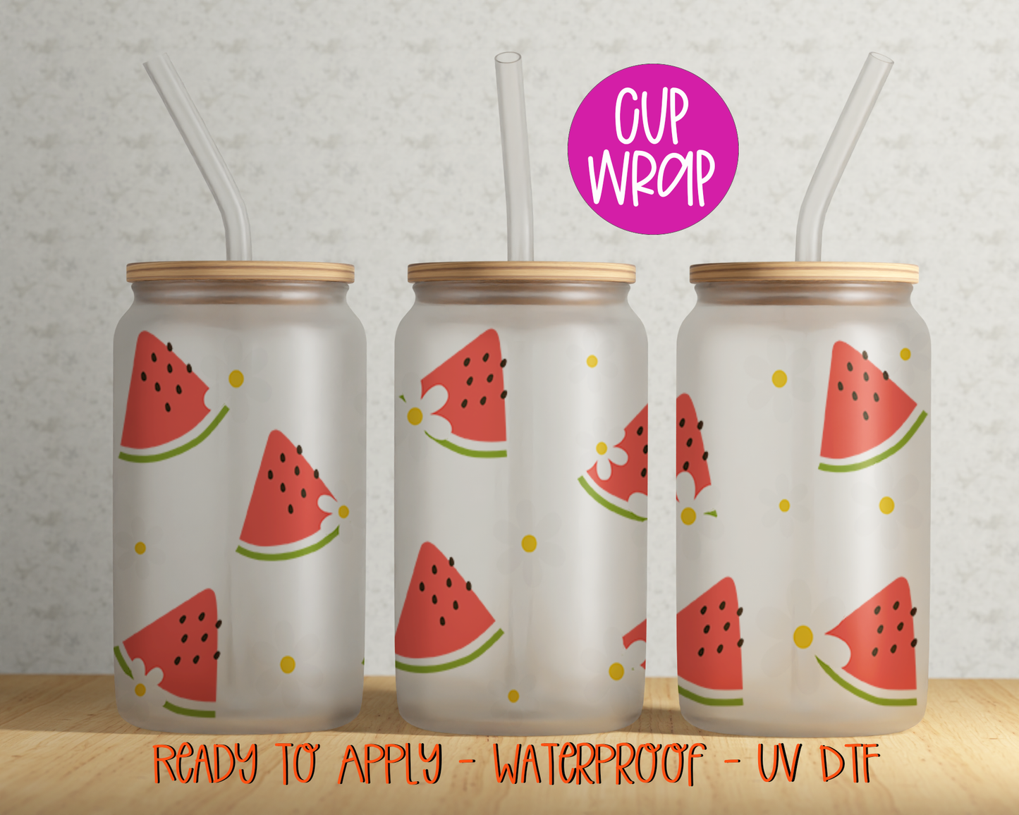 Watermelon DTF 16oz Cup Wrap - UV DTF - DTF019