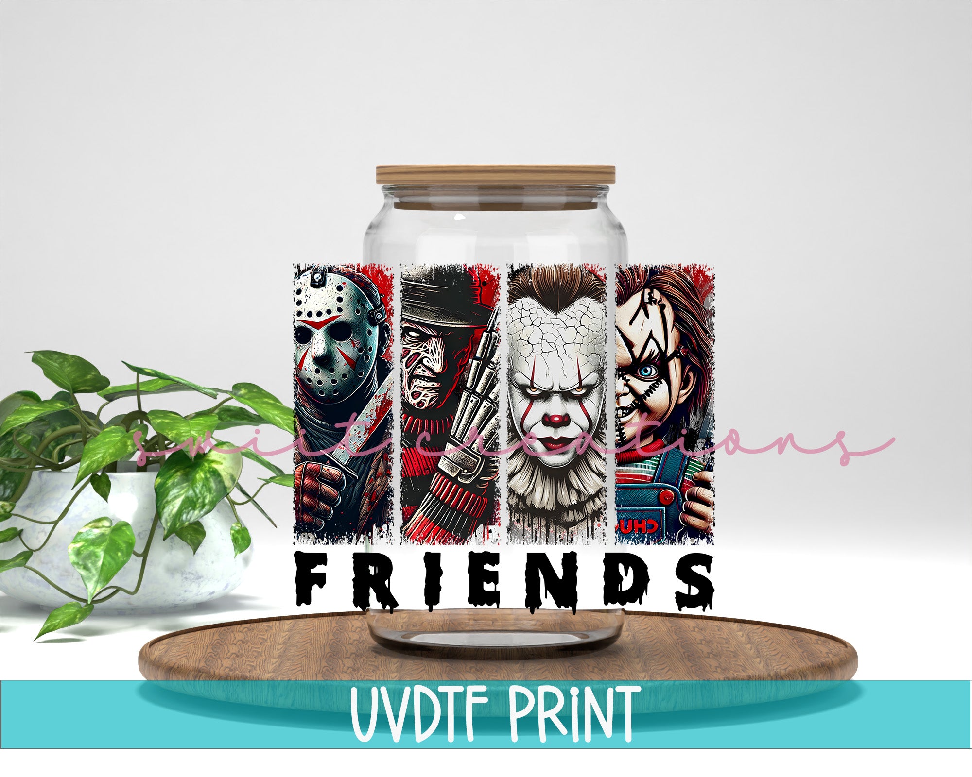 Horror Friends UV DTF Cup Wrap DTF025 5.4w x 4.5h