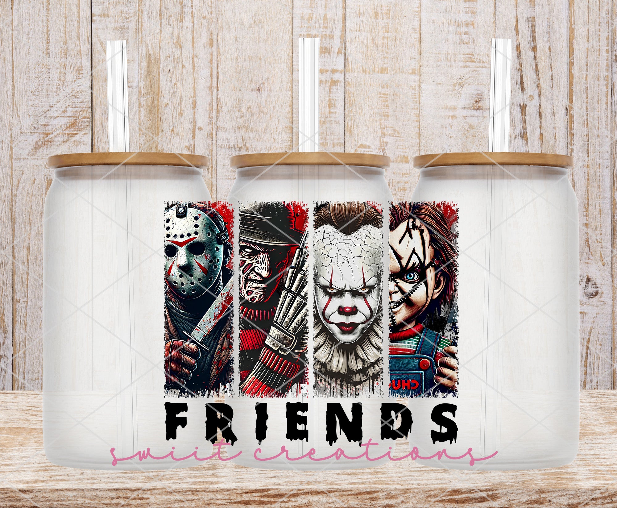 Horror Friends UV DTF Cup Wrap DTF025 5.4w x 4.5h