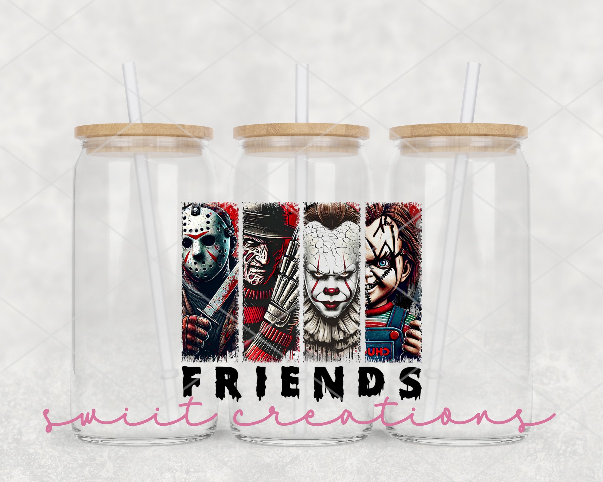 Horror Friends UV DTF Cup Wrap DTF025 5.4w x 4.5h